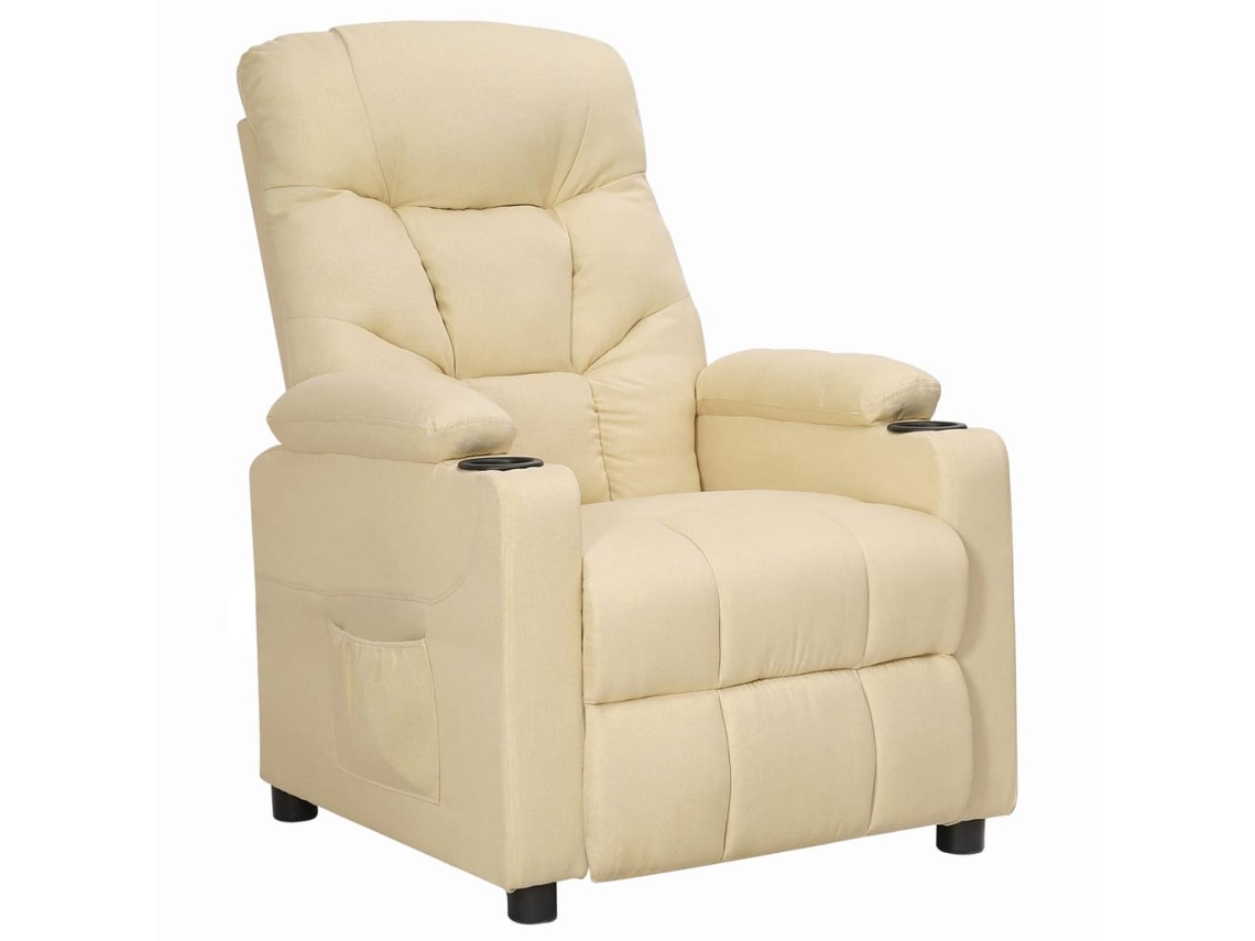 Vidaxl Poltrona Reclinável Tecido Cor Creme