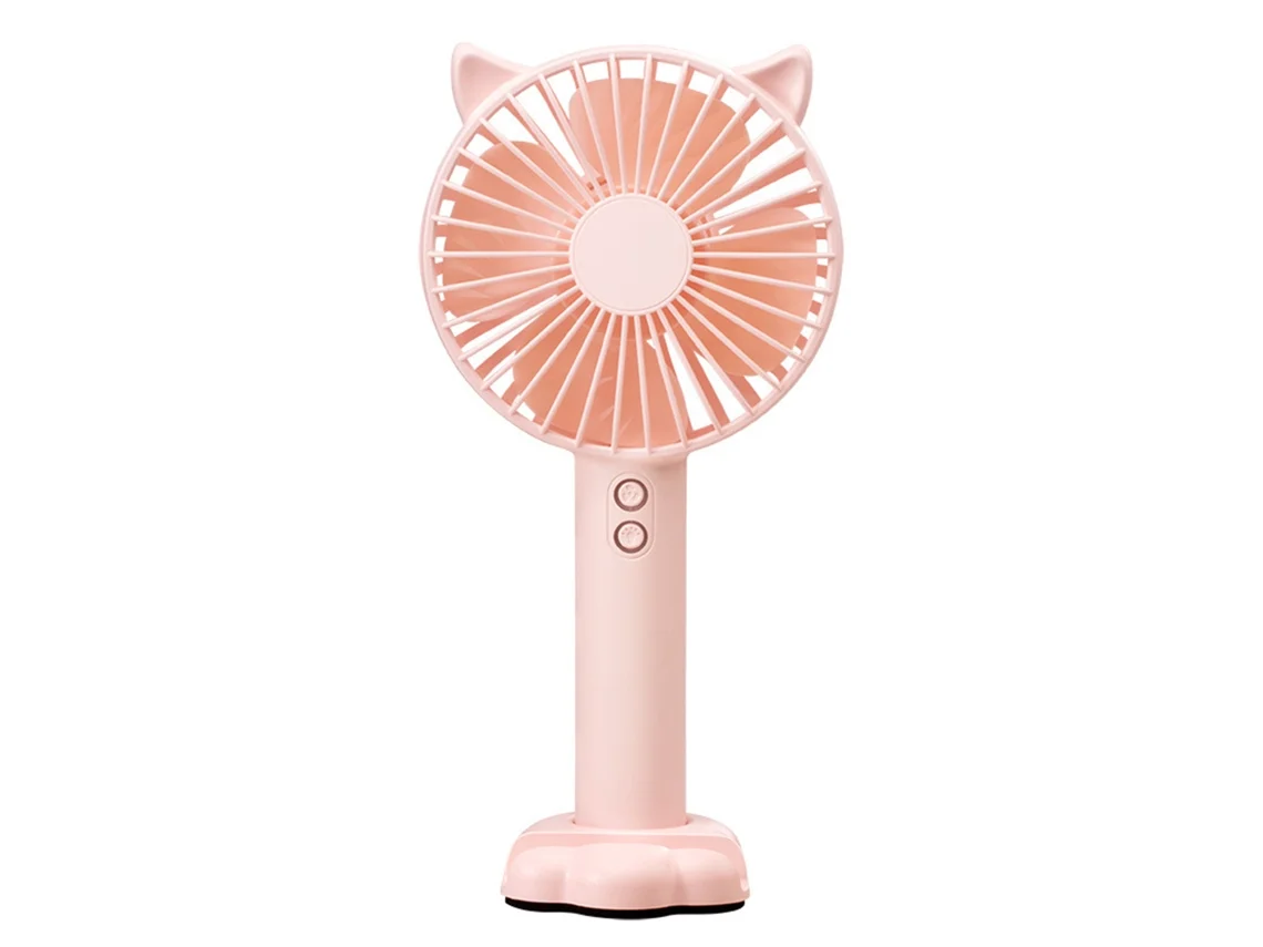 Ventilador Portátil Usb Recarregável Rosa Luz Noturna Suporte Celular