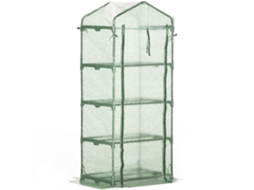 Fogão de Jardim Verde Com 4 Prateleiras E Cobertura Pe Aço Para Cultivo de Plantas Flores 70x50x160cm