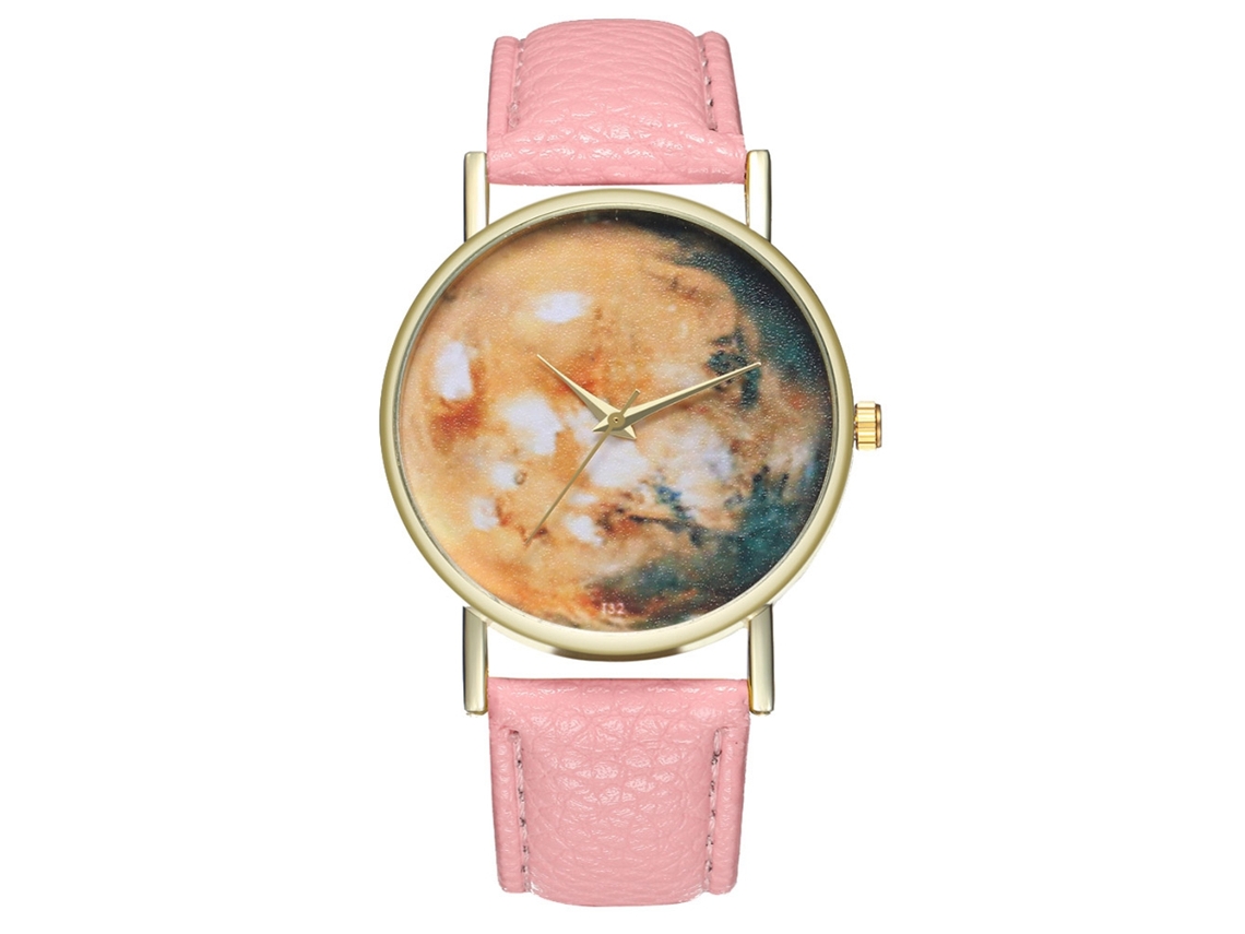 Relógio de Pulso Unissex de Cinto Pu com Movimento de Quartzo Moda Simples Presente (rosa)