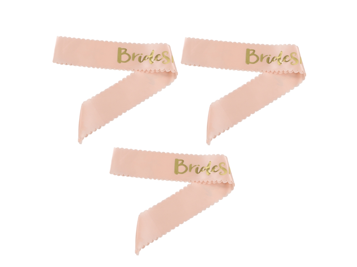 3pcs Faja De Novia A Ser De Seda Rosa Doble Cara Tocón Elegante Letra Brillante Accesorios De Boda