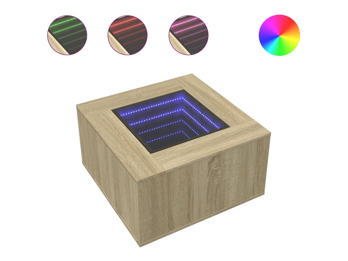 Mesa de centro MAISON EXCLUSIVE com LEDs em madeira (60x60x40 cm)