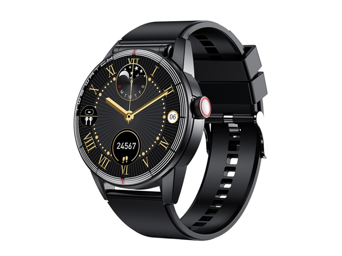 (silicone Preto) Smartwatch Com Fone De Ouvido Bluetooth Tws 2 Em 1 Com Tela Sensível Ao Toque Tft De 1,32 Polegadas