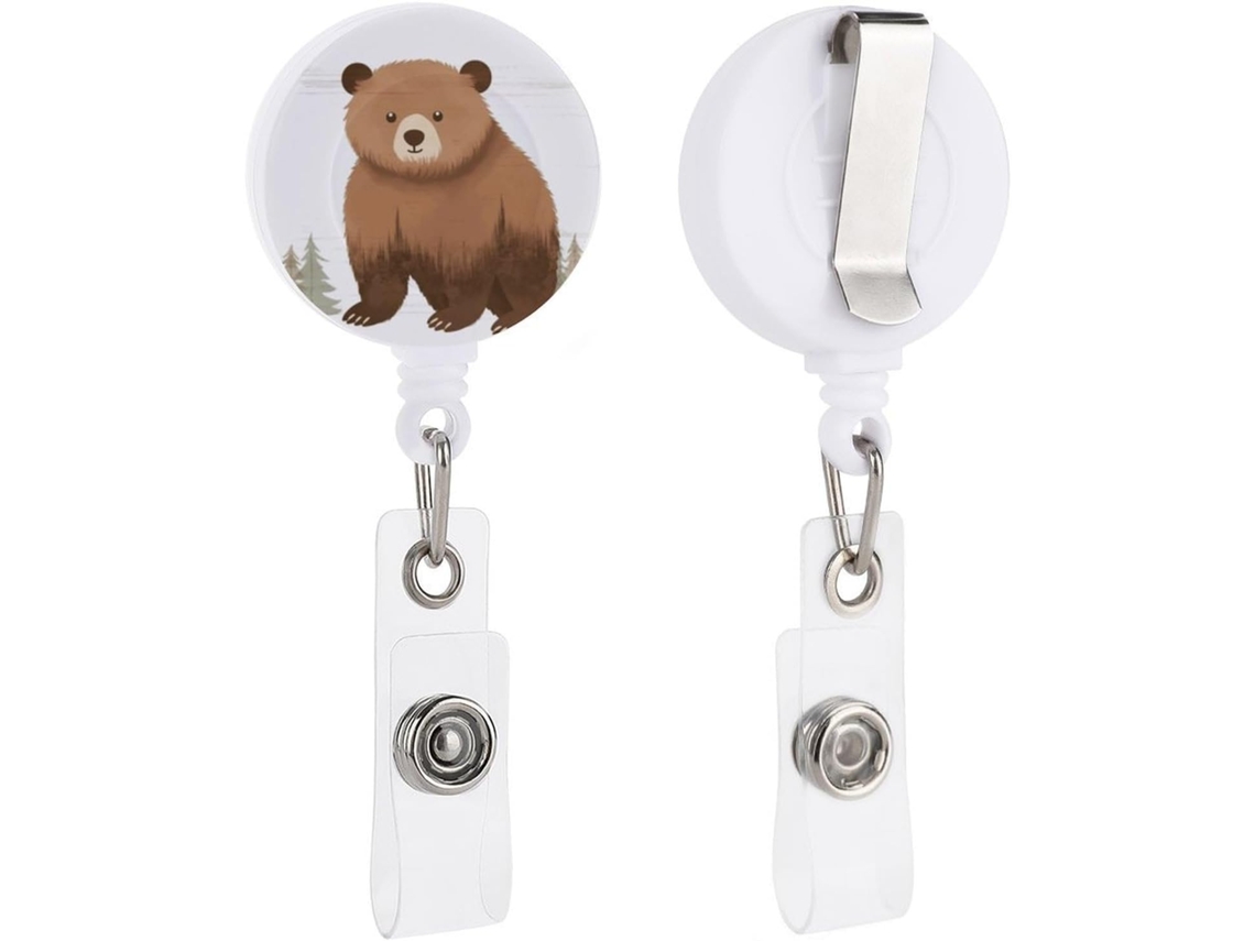 Porta Crachá Retrátil Em Formato Urso, Divertido E Com Clipe Chaveiro, Porta Crachá Fofo, Porta Crachá, Suporte