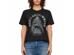 Rockinstone Jaws Movie Text Arch Black Adult T-shirt Size:l