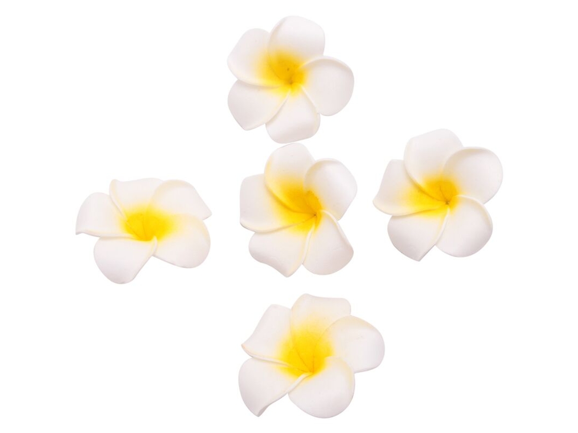 100 Pétalas Artificiais de Flor de Frangipani Havaiana em Espuma Branca para Decoração de Chapéu, Coroa e Casamento Diy, 5 Cm AQUAFORGE