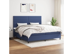 Vidaxl Cama Com Molas/colchão 200x200 Cm Tecido Azul
