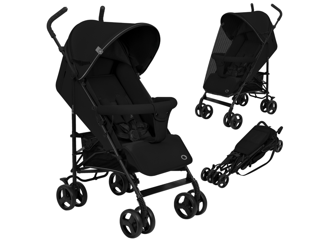 Carrinho de Passeio de Bebé LIONELO Elia Compacto 6 36 Meses Leve Encosto Regulável Suspensão Preto