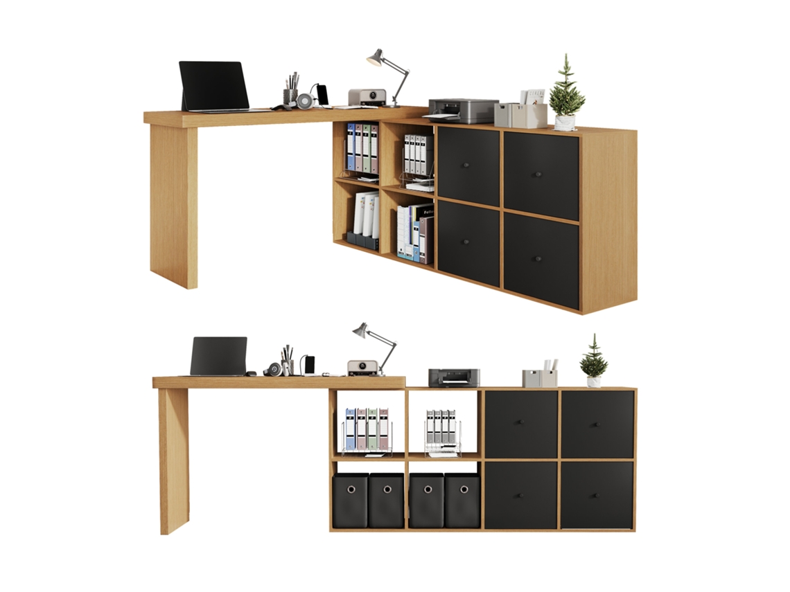 Mesa de Canto Giratória 360° em Mdf,configuração Flexível com 4 Compartimentos e 4 Gavetas,ideal para Escritório Ou Estudo PAPRIKA
