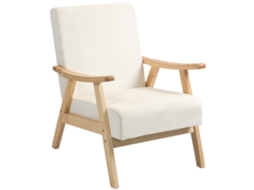 Poltrona com Enchimento BTFORUS de espuma, estrutura em madeira de borracha, branco creme
