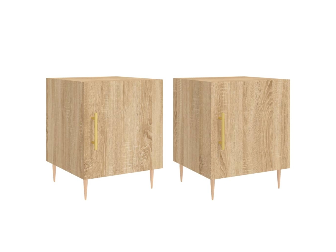 Conjunto de 2 Mesas de Cabeceira em Derivados de Madeira Carvalho Sonoma MAISON EXCLUSIVE (40x40x50 cm)