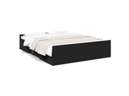 Estrutura de Cama com Gavetas Derivados de Madeira Preto MAISON EXCLUSIVE 150x200 cm