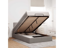 Moldura De Cama Otomana Vidaxl Com Tecido Cinza 120x200cm