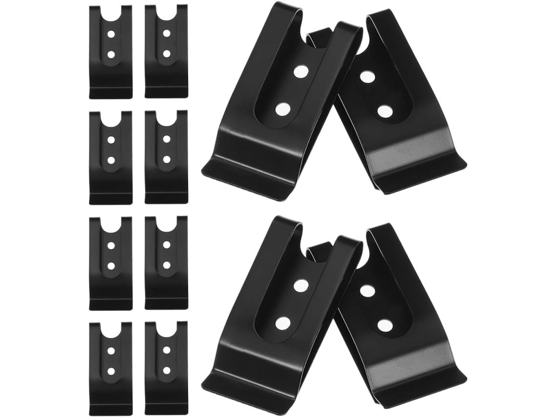 Conjunto De 12-presilhas Metal Para Cinto, Metal Pintado De Preto, 57x26 Mm, Furo Duplo, Porta Ferramentas Pequeno Para