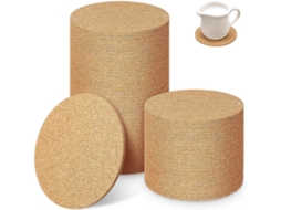 Pacote Com 100 Porta-copos Redondos De Cortiça, 90x3 Mm