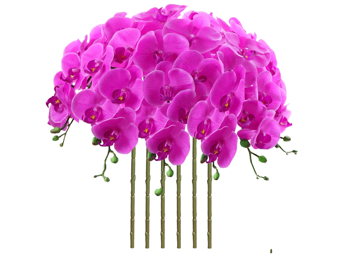 37 Flores Artificiais De Phalaenopsis 6 Peças Flores Artificiais De Orquídeas Plantas De Caule Para Decoração De Casa, Roxo Ehstmind
