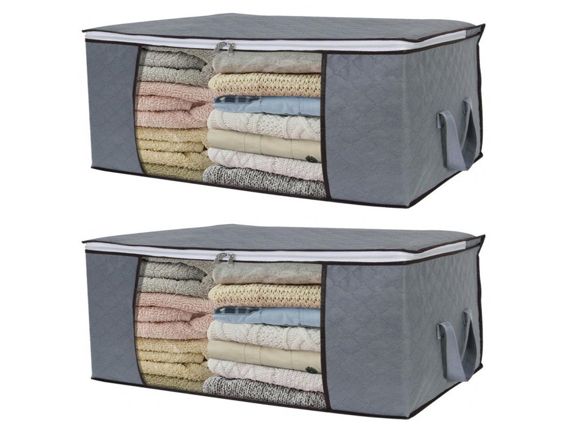 Saco Para Guardar Lençóis, Edredons E Roupas 60x43x35cm Cinza Pacote Com 2