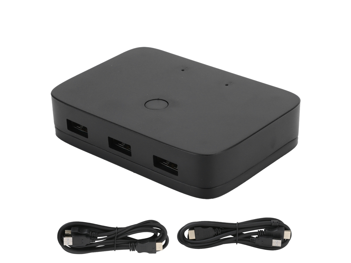 Switcher Box Hdmi Kvm 2 Portas Compartilhamento Usb Mouse Teclado Impressora 201h