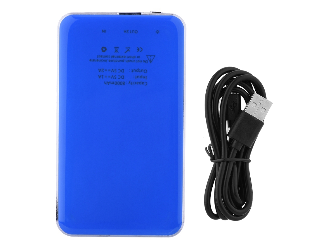 Bateria Portátil de Carregamento Sem Fio Azul 6000mah Qi Carregamento Rápido EOOCOO (carregamento Sem Fio 2 em 1)