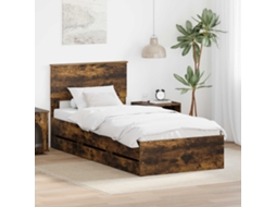 Vidaxl Estrutura Da Cama Com Gaveta Carvalho Defumado 75 X 190 Cm