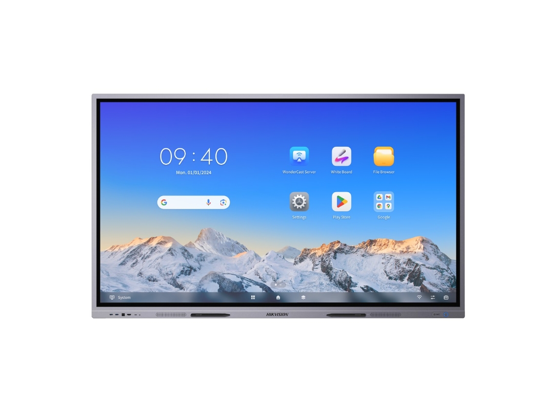 Monitor Interativo 75" 4K Android 13 e Google Edla HIKVISION com Processador Octa core 8 GB RAM e 128 GB ROM
