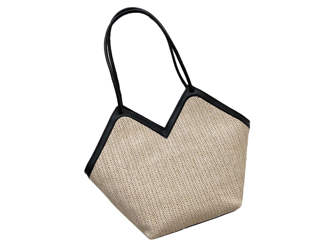 Bolsa de Axila para Mulheres de Couro de Palha Tote Grande Capacidade Preta S/MARCA