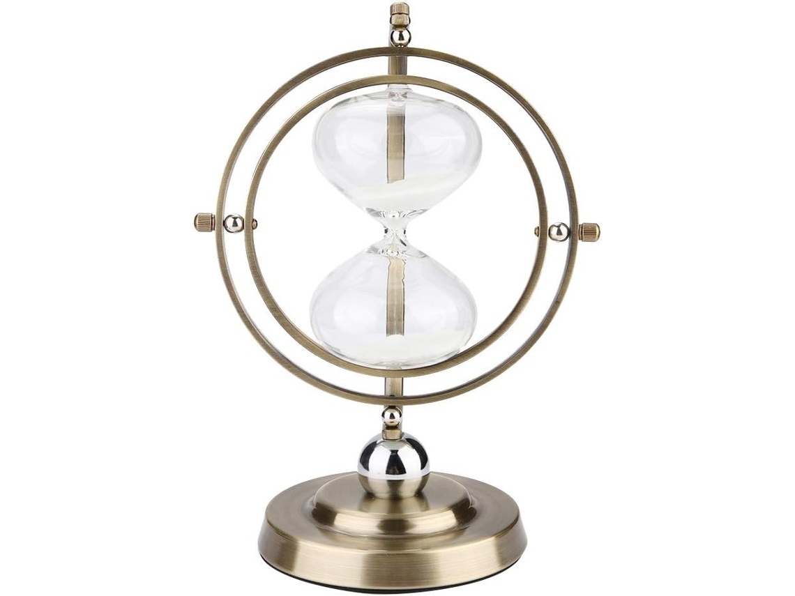 Ampulheta De Vidro Grosso E Metal Com Base Cromada