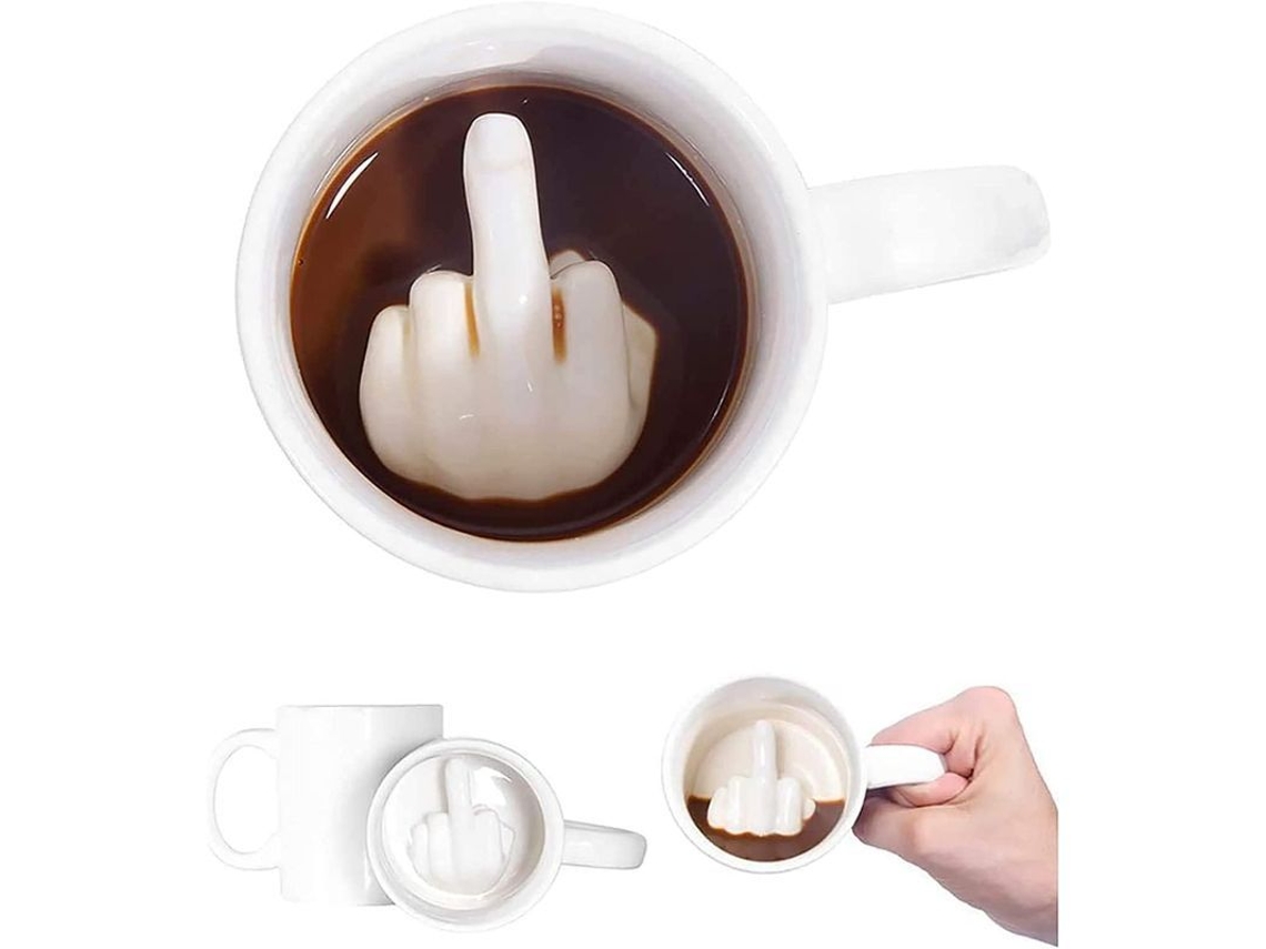 2026 taza de Cerámica Con Dedos de Medio Interior 3d, Taza de Café Divertida Resistente Al Microondas Y Lavavajillas