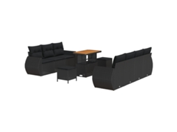 Conjunto De Sofá De Jardim Vidaxl Preto Vime Pe (90 X 55 X 71 Cm)
