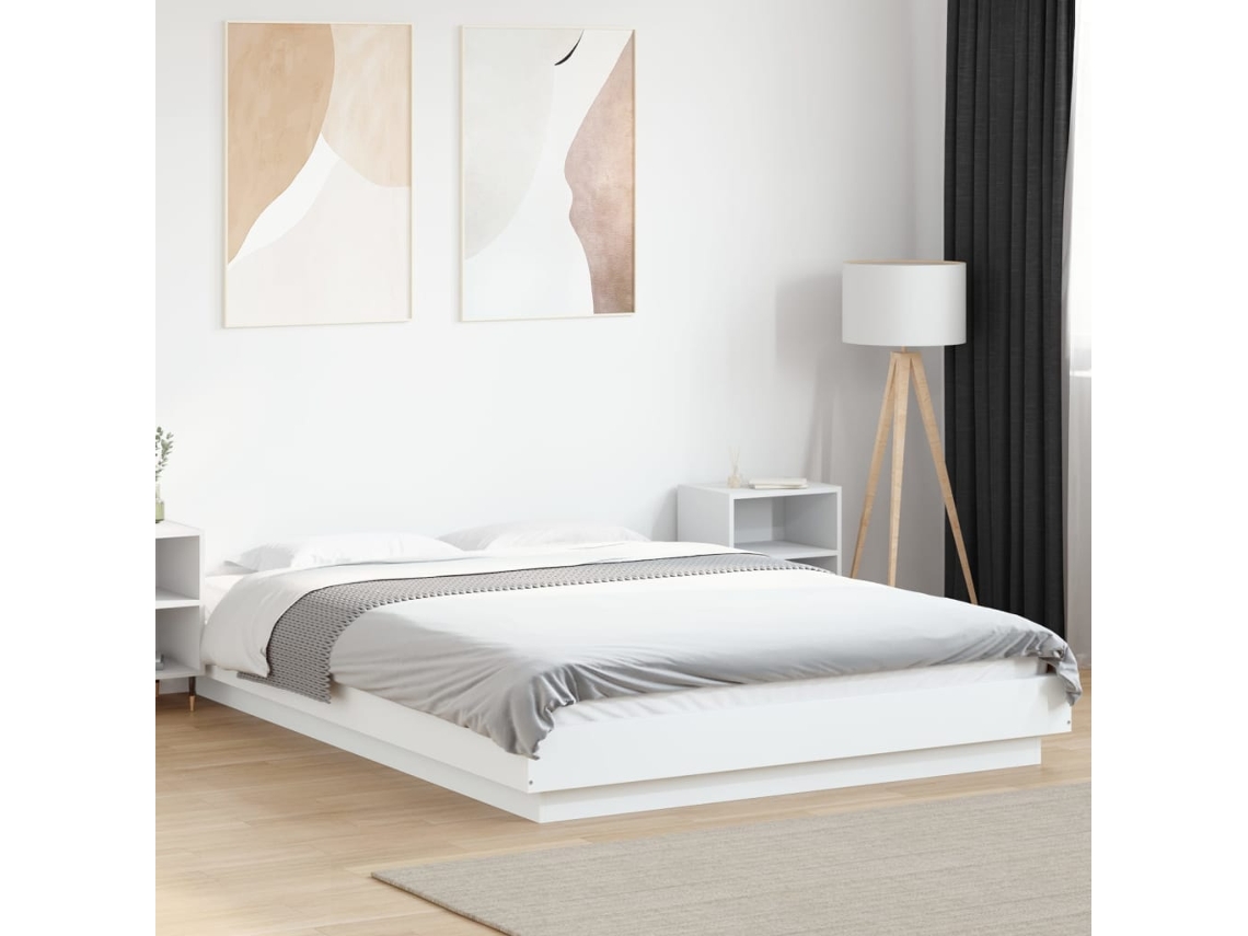 Vidaxl Estrutura de Cama 140x190 Cm Derivados de Madeira Branco