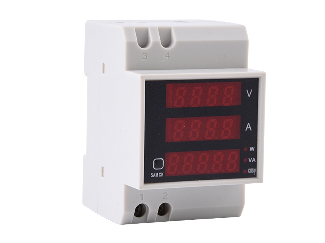 Voltímetro Amperímetro Digital Din Rail Multifuncional 100a Medidor De Energia 200-450v