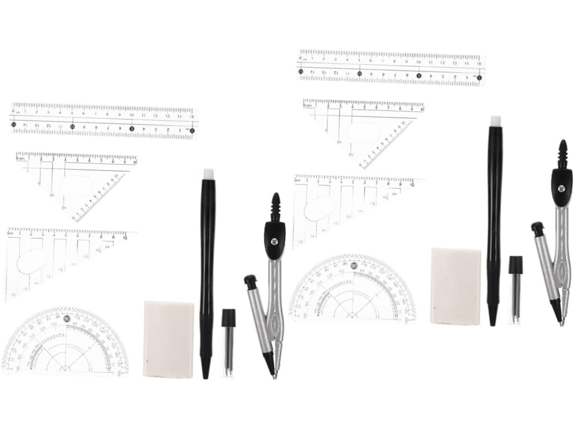 Conjunto De 2 Peças De Material Escolar: Compasso, Régua Matemática