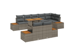 Conjunto 9 Conjunto De Jantar De Jardim Vidaxl Cinzento Vime Pe (100 X 55 X 73 Cm)