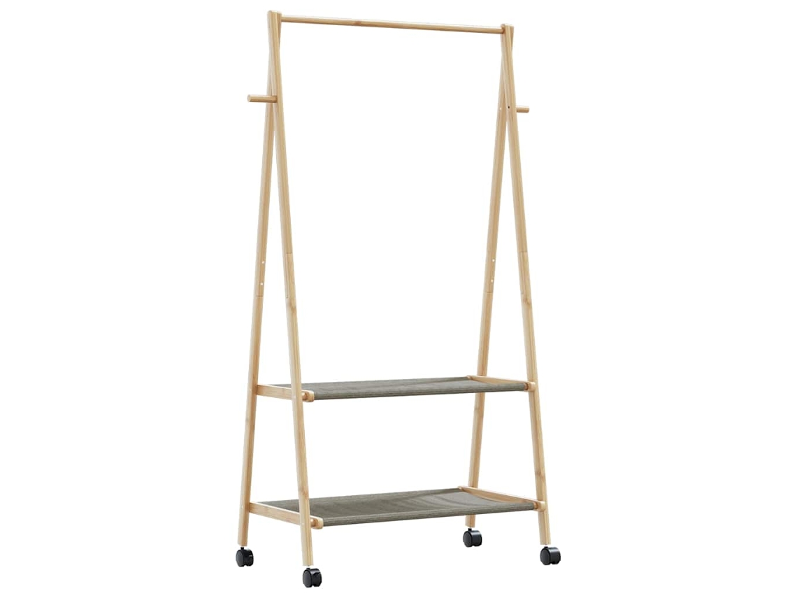 Vidaxl Cabide Com Prateleiras E Rodas 96x45,5x155,5 Cm Bambu