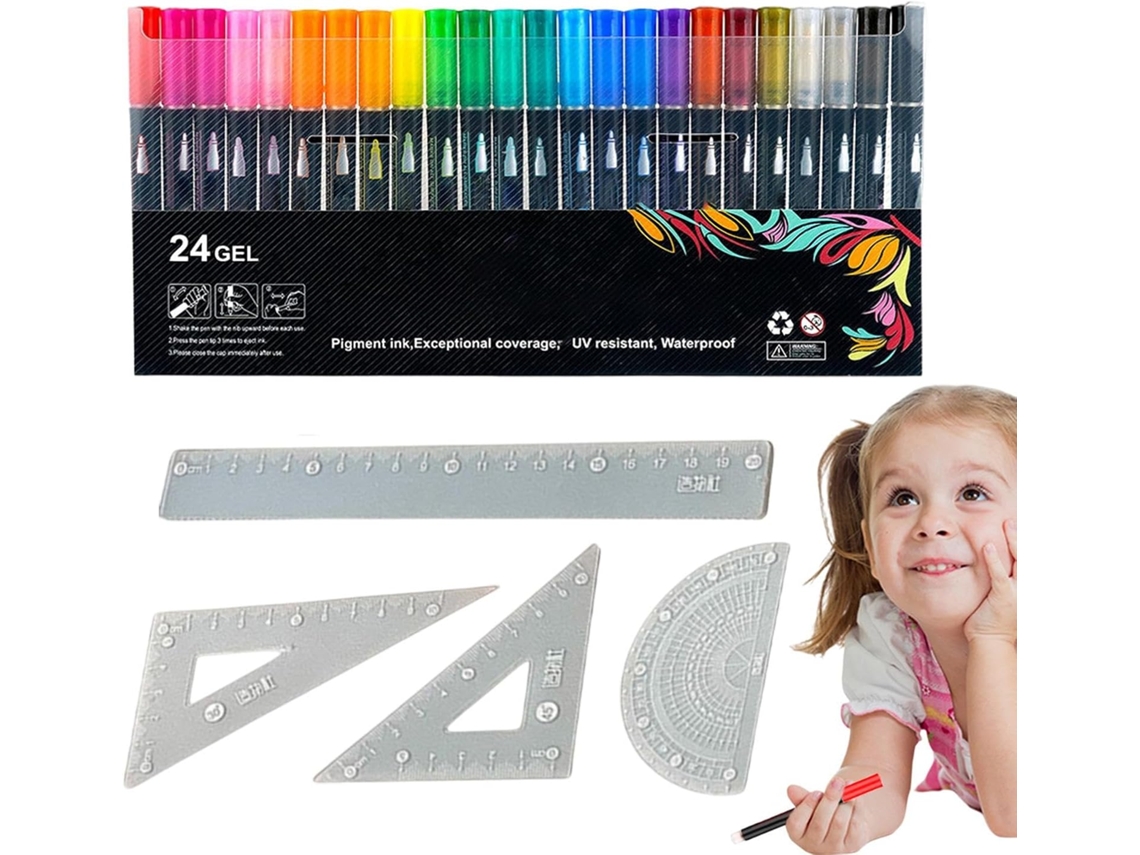 Marcadores Genéricos De Ponta Dupla, Canetas Com Contorno Brilhante, Conjunto De Tinta, Design De, Régua De