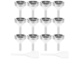 Conjunto De 10 Mini Funis De Alumínio Oxidado Com 2 Pipetas Para Enchimento.