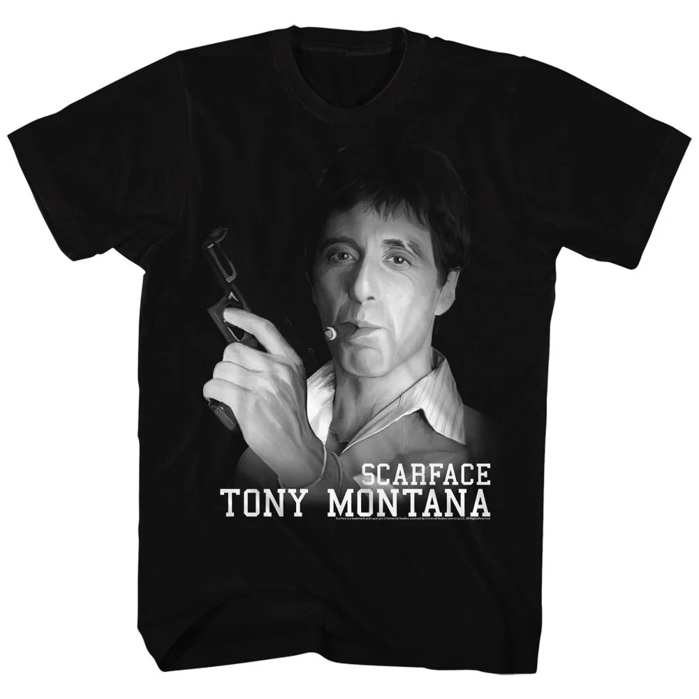Rockinstone Scarface Movie Tonys Got A Gun Black Adult T-shirt Size:xxl