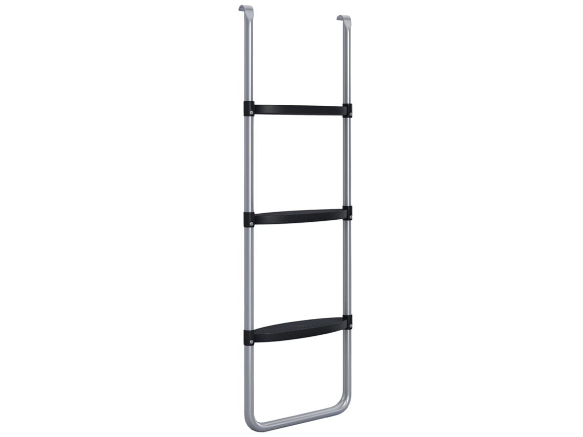 Escada de trampolim com 3 ou 2 degraus, largos, gancho universal, capacidade 120kg, prateada 110x32cm S/MARCA