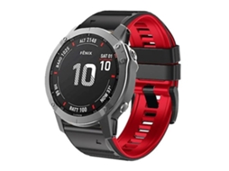 Pulseira Garmin Fenix 7/ 7x/ 6/ 6x/ 5/ 5x 26 Mm, Silicone Bicolor, Preta E Vermelha., Acabamento Moderno