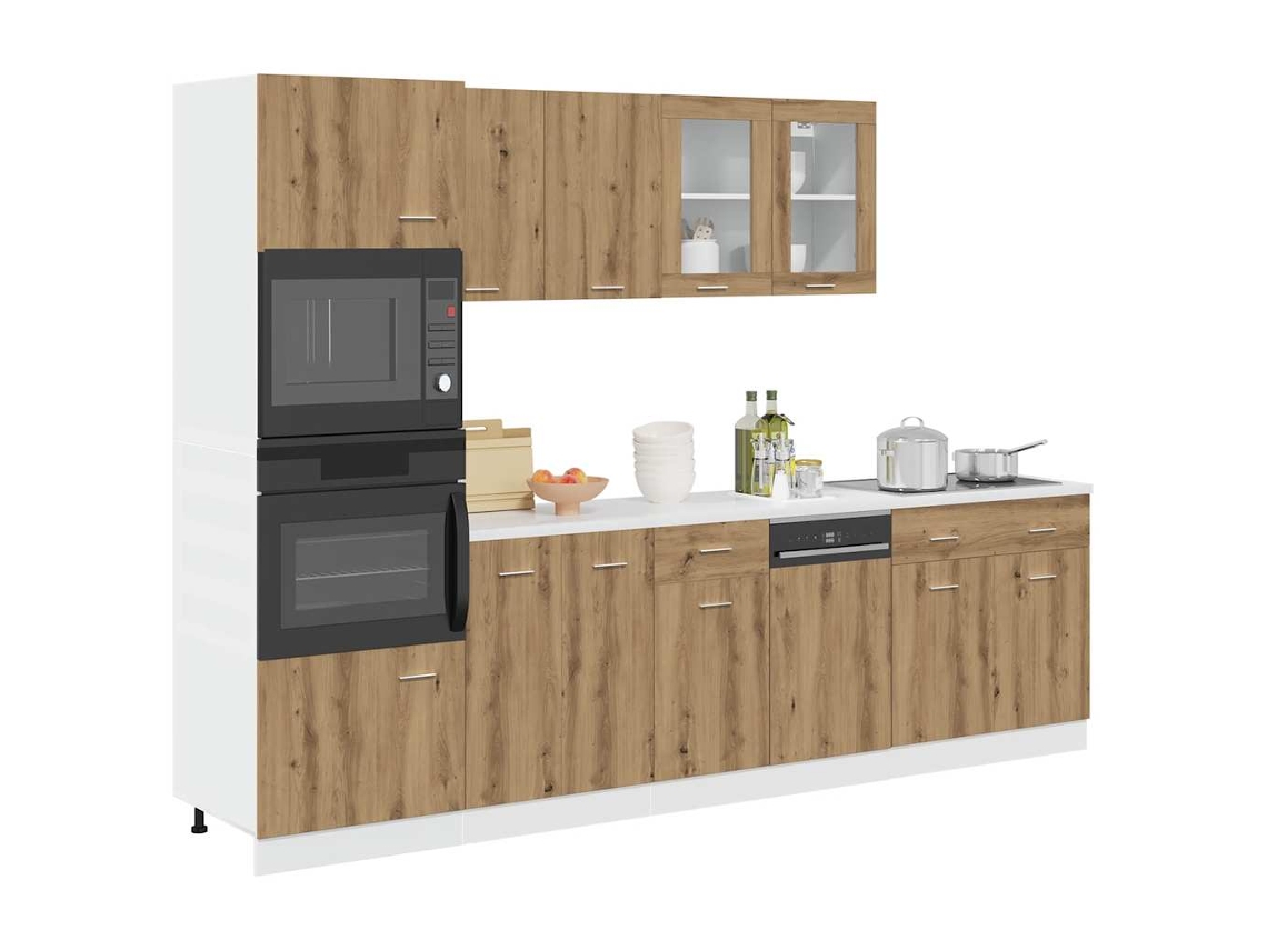 Vidaxl 7pcs Armário De Cozinha Conj. Deriv. Madeira Lyon Carvalho Artisiano