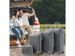 Mala de Viagem Abs 2 Peças com Cadeado Numérico e Nécessaire 14" Verde Menta (14" e 19") | S/MARCA