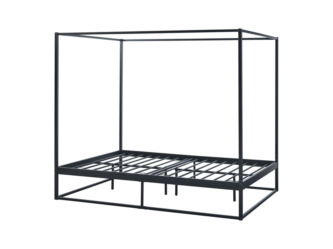 Cama com Dossel Kristianstad [EN.CASA] Metal Preto (206x145x180cm)