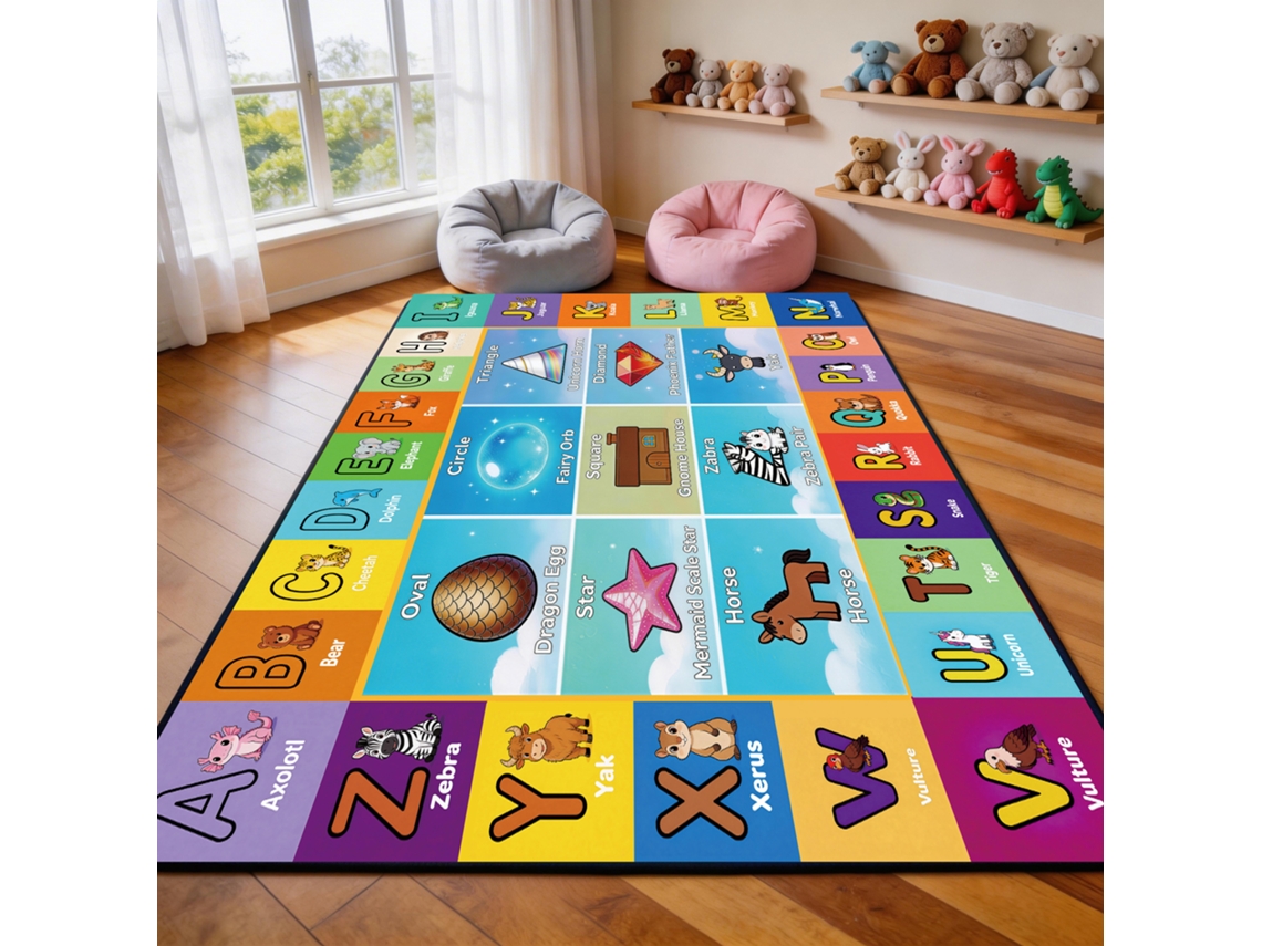 Tapete de salto Chrui - Antiderrapante com alfabeto ABC e animais para aprendizagem - 80*120cm - Letras 05