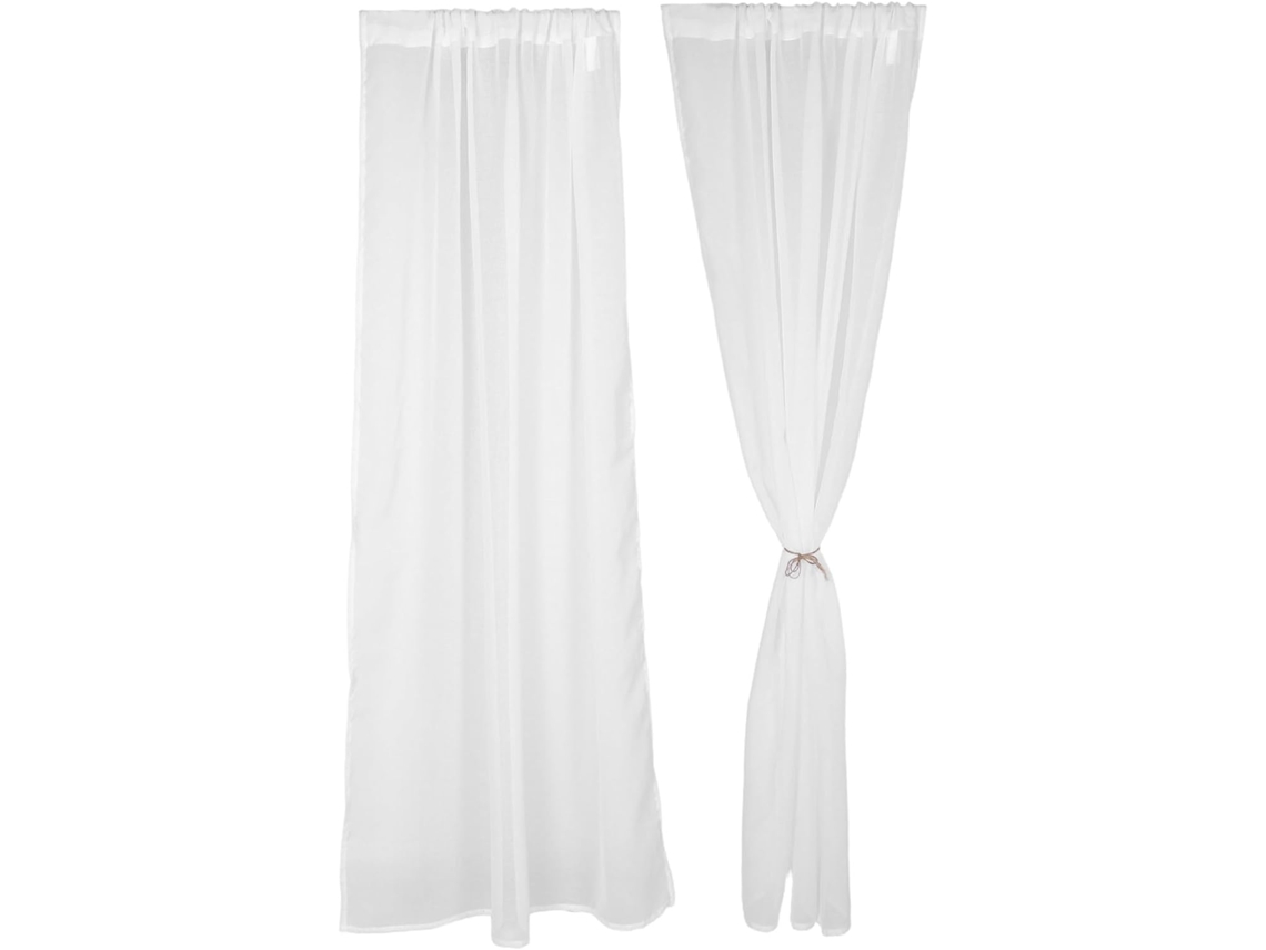 Jogo De 2 Cortinas Brancas Semitransparentes Com Filtro De Luz, Ideais Para Quarto E Festas Jo Gokoco