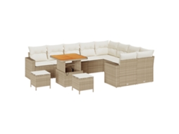 Conjunto 12 De Sofá De Jardim Vidaxl Com Almofadas Bege Vime
