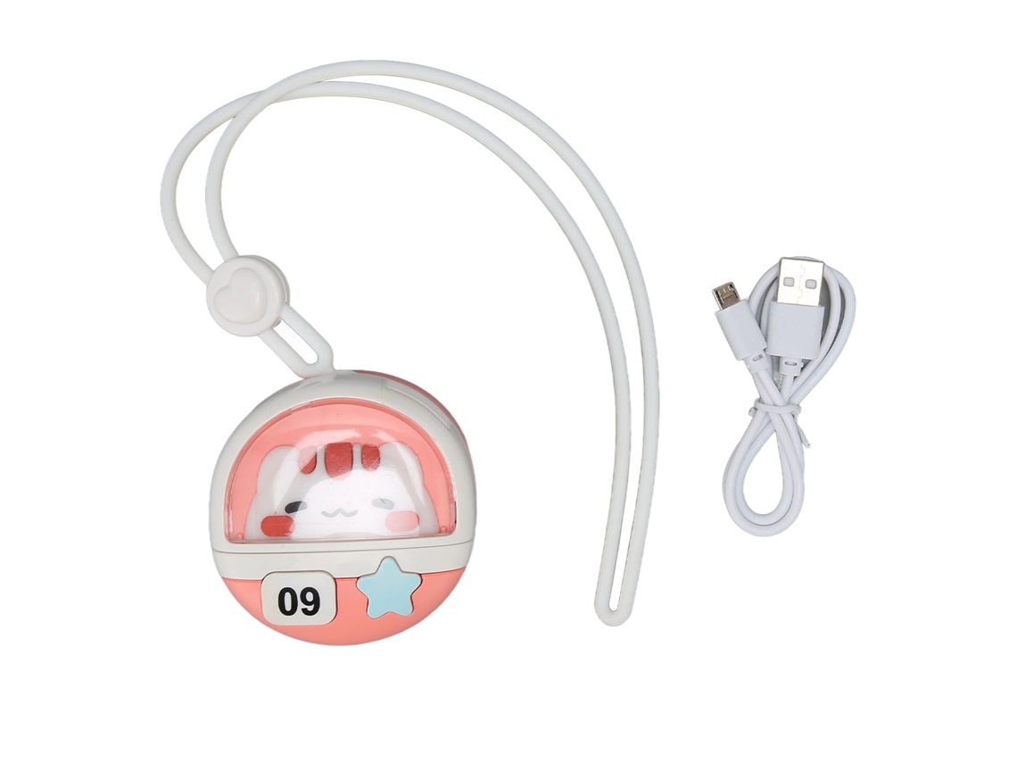 Ventilador Colgante Mini Sem Paletas Recarregável 3 Velocidades Para Viagem Camping Gatito