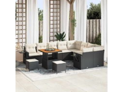 Vidaxl Conjunto De Sofá De Jardim 12 Unid. Preto Vime Pe