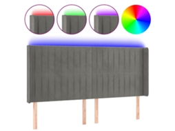Cabeceira de Cama com Luzes Led Veludo Cinza Claro MAISON EXCLUSIVE (203x16x118 cm)