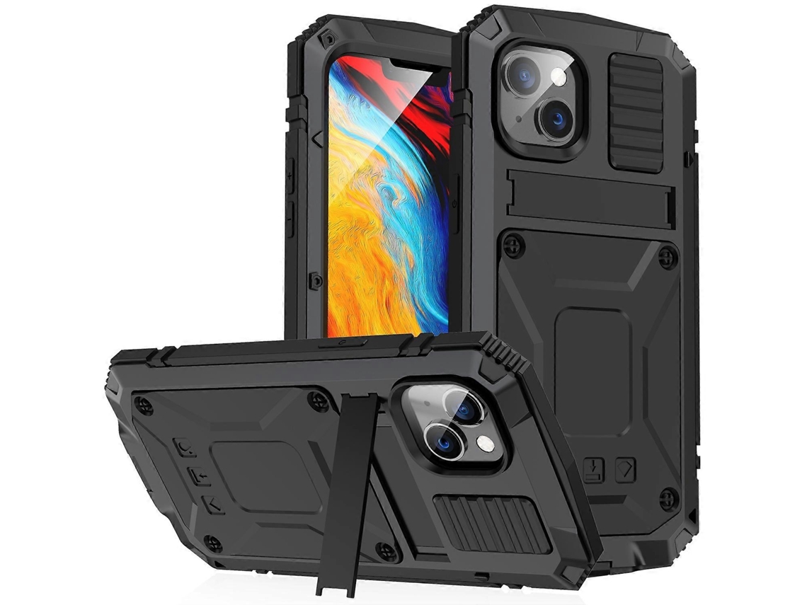 Capa À Prova De Choque, À Prova Dágua E Poeira Com Suporte Para Iphone 14, Preta
