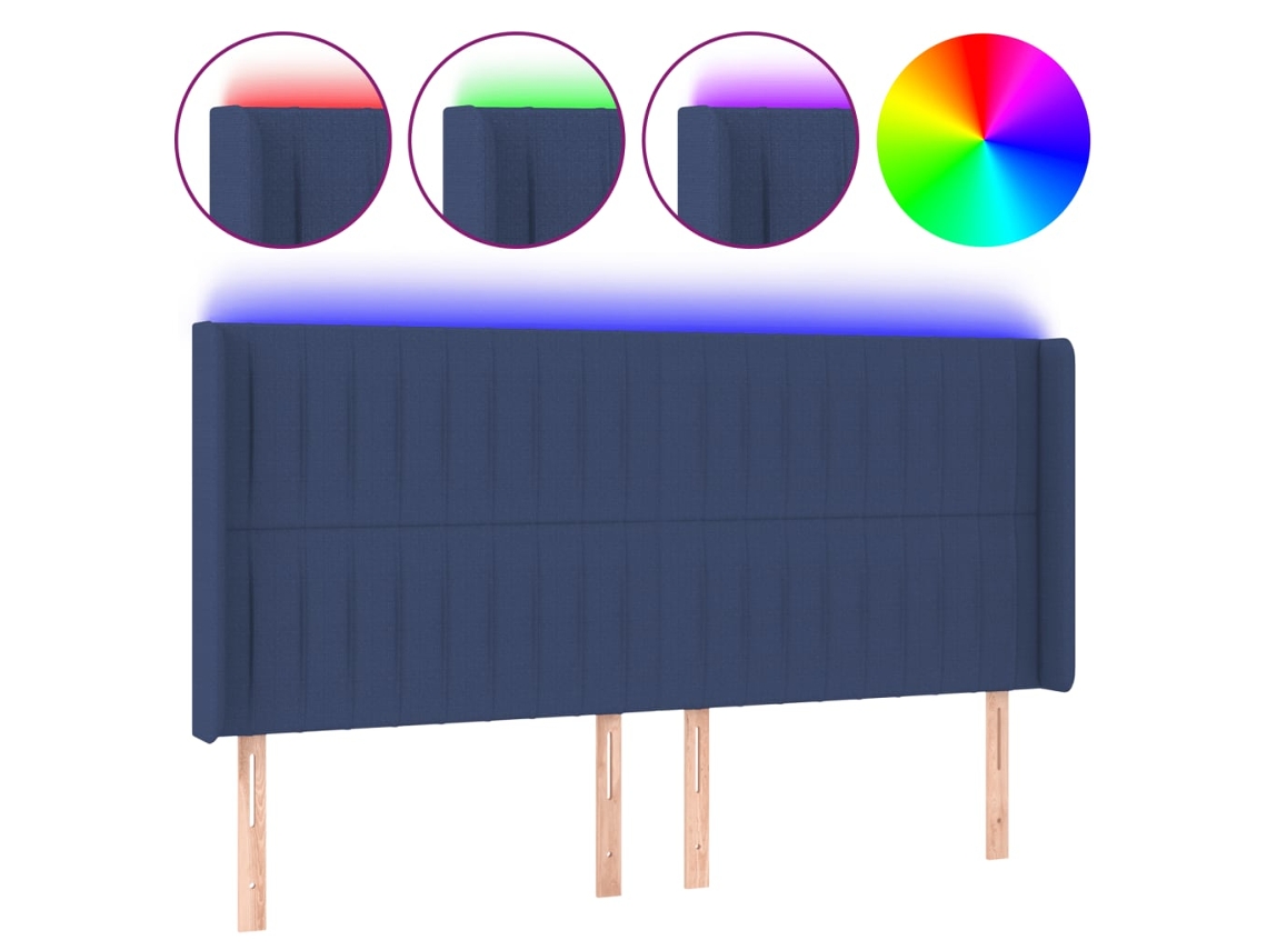 Cabeceira de cama MAISON EXCLUSIVE com luzes LED em tecido azul (183x16x118 cm)